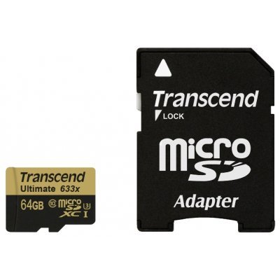    Transcend 64GB microSDXC Class10 UHS-I U3 633x w/adapter TS64GUSDU3 - #1