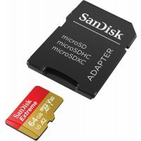   Sandisk 64GB microSDXC Class 10 UHS-I A2 C10 V30 U3 Extreme SDSQXA2-064G-GN6MA