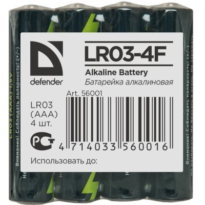   ALKALINE AAA 1.5V LR03-4F 4PCS 56001 DEFENDER